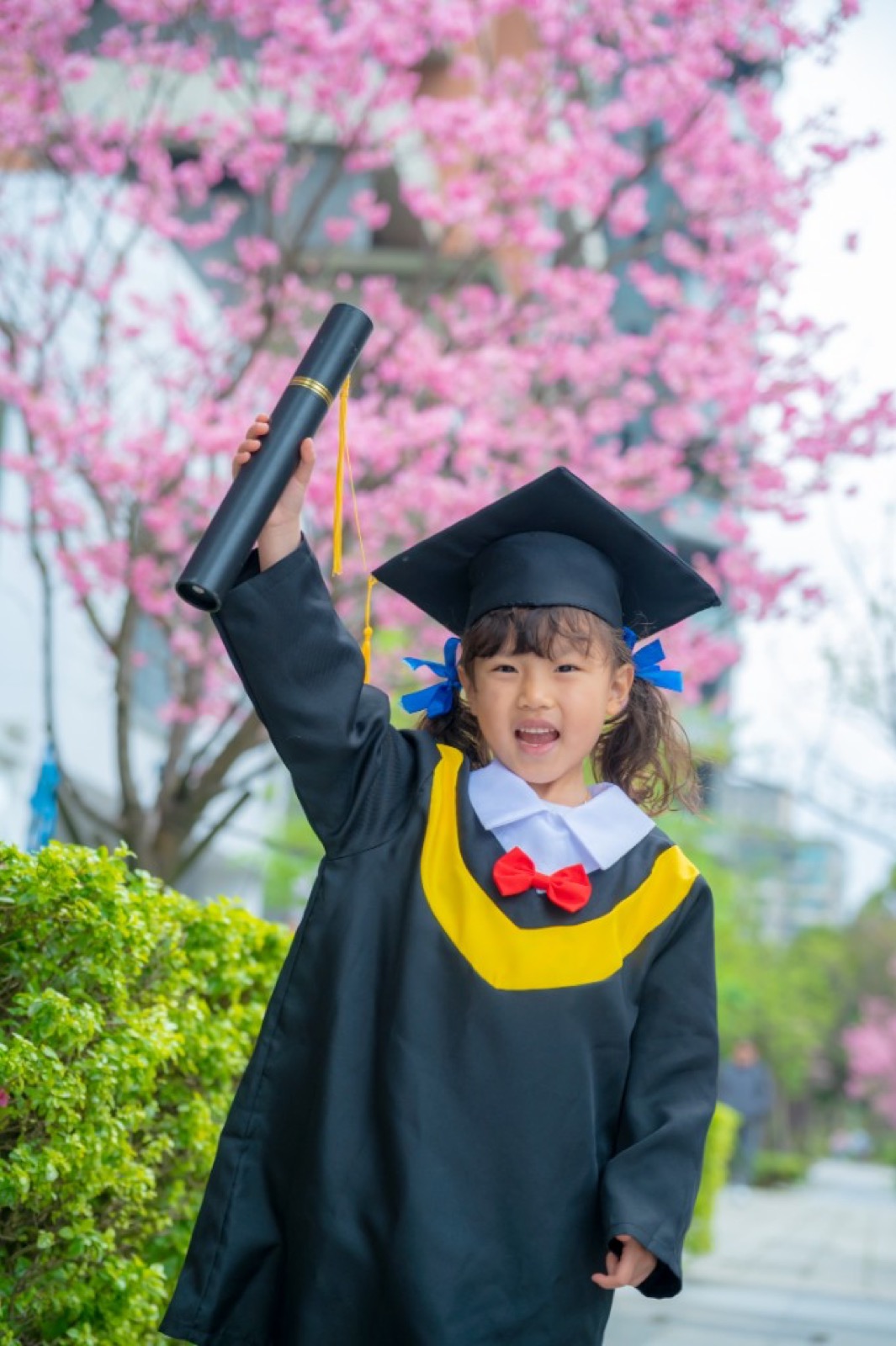櫻花樹學士照 幼兒園畢業照自然生動
